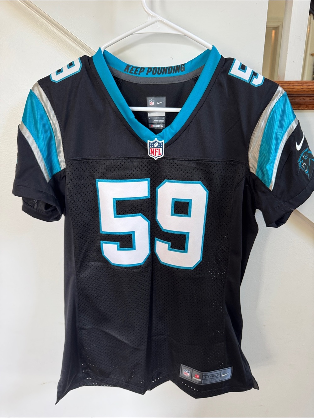 Nike On Field Jersey Carolina Panthers #59 Kuechly Black Teal